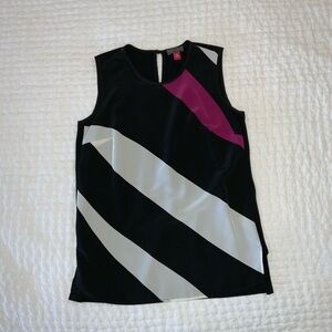 Vince Camuto Black and Pink Striped Blouse